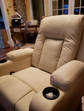 Recliner Chair PU Leather Rocking Sofa with Heated Massage, Cream White