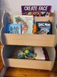 Kids Bookshelf with Wheels Wooden Bookcase Toy Storage Cabinet Organizer