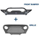 FIT 97-06 WRANGLER JEEP TJ STEEL FRONT BUMPER BAR + ABS GRILLE COVER GUARD COMBO