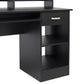 Computer Desk Writing Table Home Office Corner Laptop Study Table With Drawer, Black